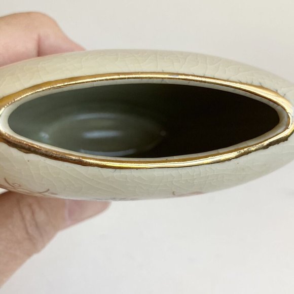 Vintage Asian Japanese Vase Porcelain Flower Cart Cream Pink Small Made in Japan - Picture 12 of 16